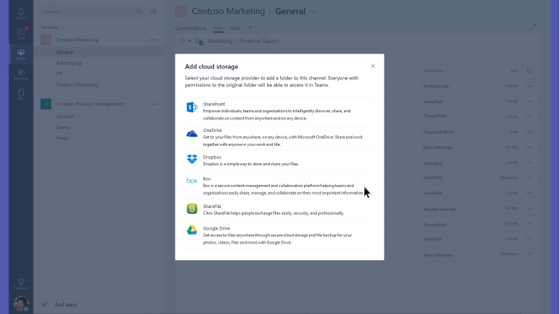 Microsoft Teams neu mit Dropbox- und Google-Drive-Integration