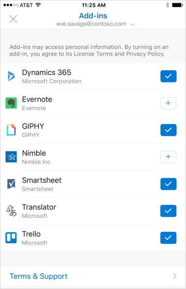 Outlook für iOS und Android neu mit Add-in-Support