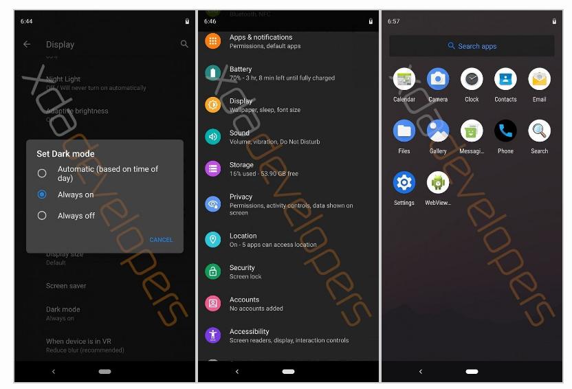 Android-Q-Leak zeigt Dark Theme