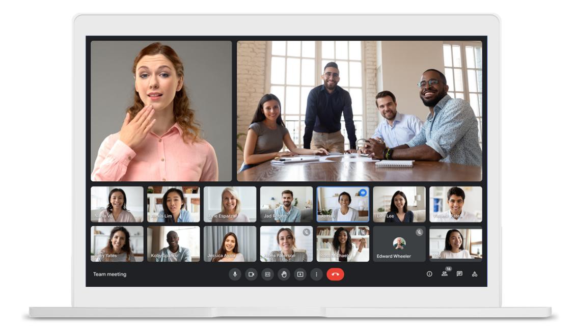 Google Meet mit angepasstem Interface