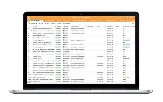 Online-Datenbank mit Tabellenkalkulations-Interface