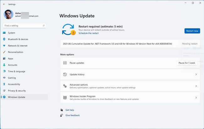 Windows 11 zeigt Update-Dauer an