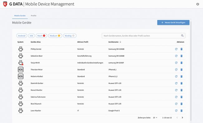 G Data Mobile Device Management: Smartphone-Verwaltung auch für kleine Firmen