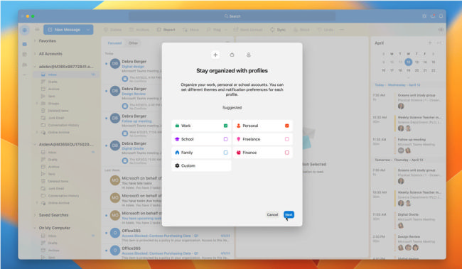 Outlook für Mac neu mit Profil-Unterstützung