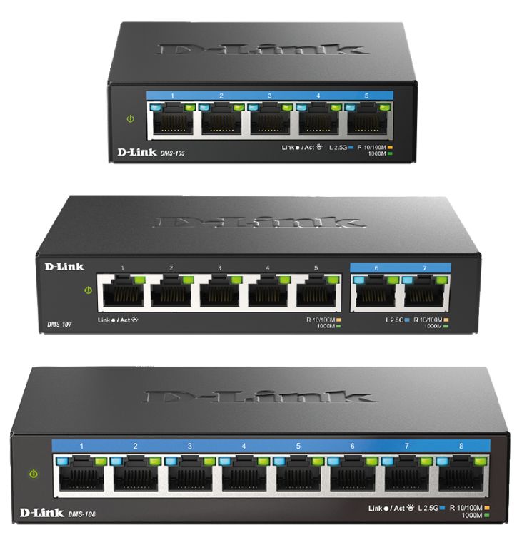 Vier 2,5-Gbit-Switches von D-Link