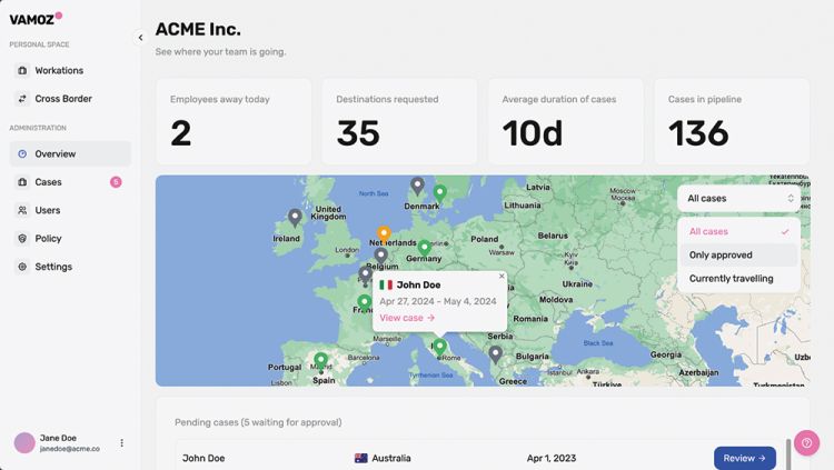 Start-up Vamoz: Digitale Plattform für rechtssichere ­Workation und Dienstreisen
