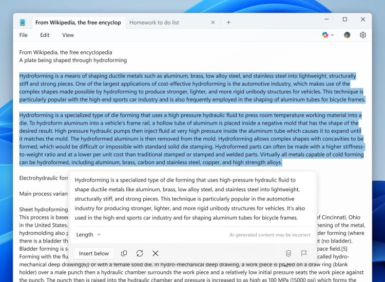 Notepad demnächst mit Funktion für KI-Zusammenfassungen