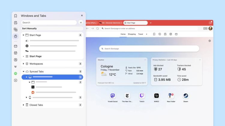 Vivaldi 7.7 bringt anpassbare Startseite