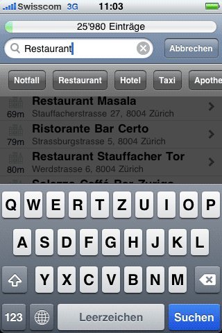 Search.ch mit iPhone App