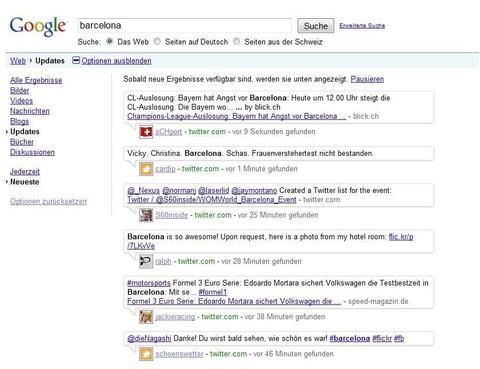 Neue Filter für Googles Echtzeitsuche