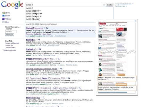 Google zeigt Vorschau der Suchergebnisse
